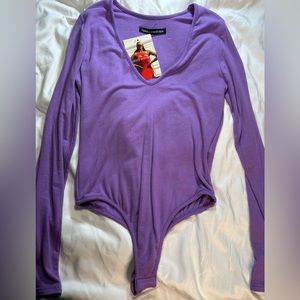 Naked Wardrobe V neck thong bodysuit